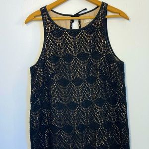 🟢 2/$20 Loft Black Scalloped Textured Dress